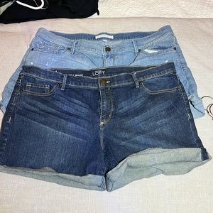LOFT denim roll shorts (set of 2) size 14. Light and dark wash.